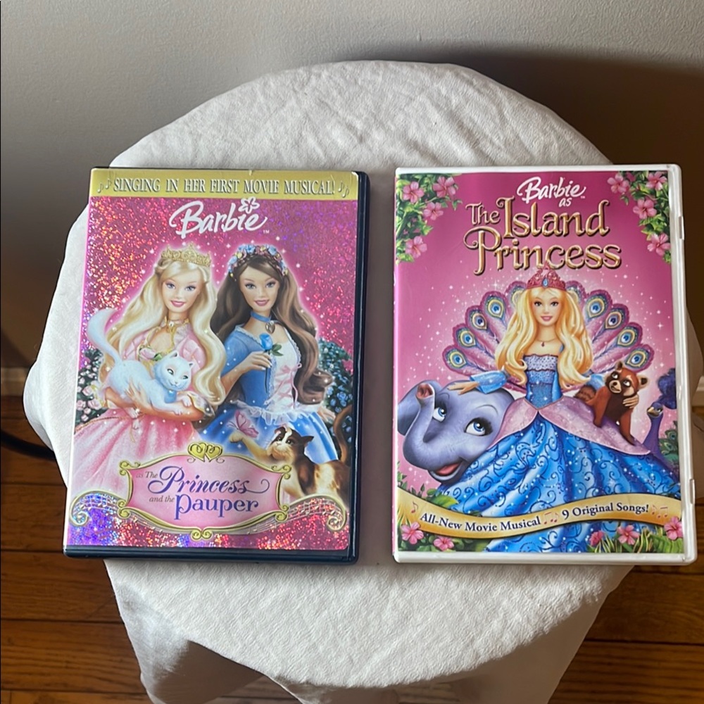 ⭐️ 2 Different Barbie DVD Movies Princess Pauper The Island Musical Home Video